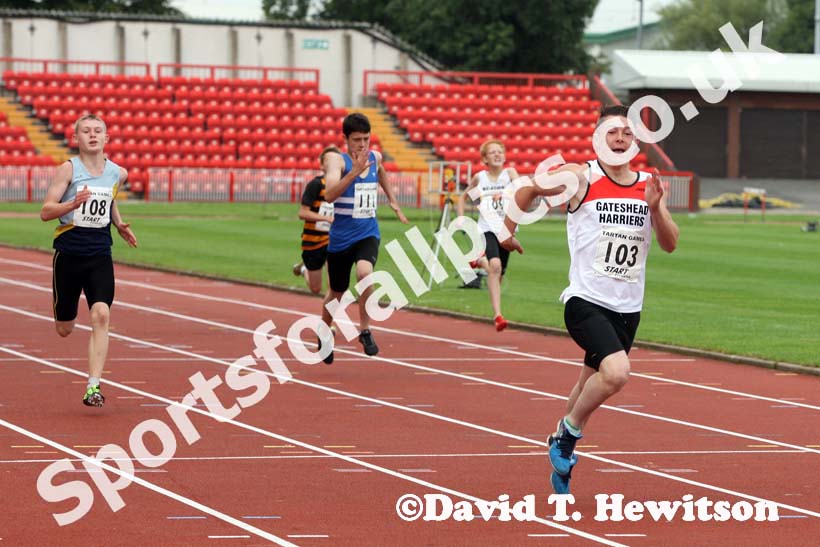 Boys under-13s 200 metres at the Gateshead Tartan Games Open.